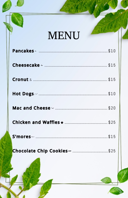 American Foods Menu Template | PosterMyWall