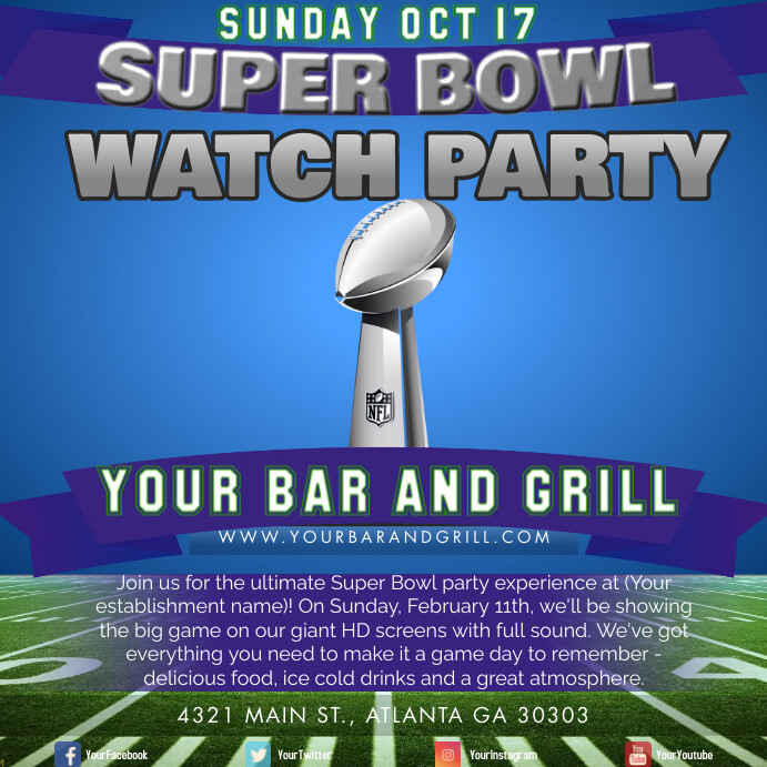 Copy of AMERICAN FOOTBALL BAR & GRILL ig POST (1) | PosterMyWall
