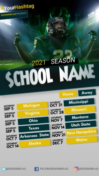 American Football Calendar green flame Instagram Story template