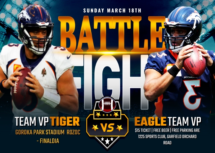 american football flyer Postal template
