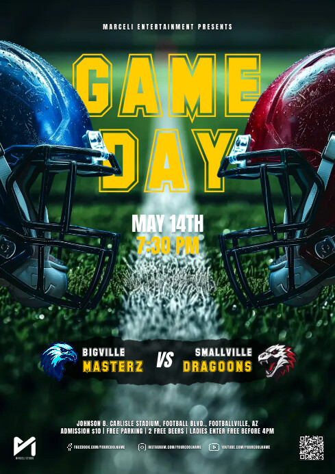 American Football Game Flyer Ad A4 template