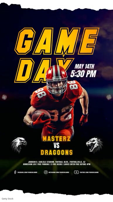 American Football Game Video Motion Flyer Ad Instagram Story template