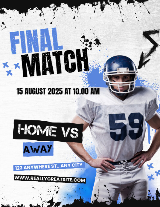 AMERICAN FOOTBALL MATCH DAY Folheto (US Letter) template