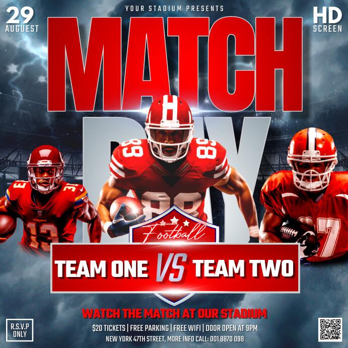 american football match day poster design Instagram-Beitrag template