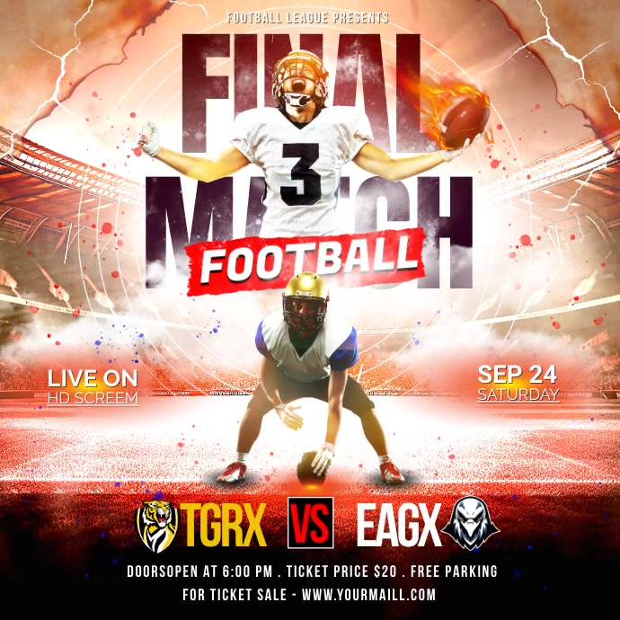 American Football Night flyer Message Instagram template