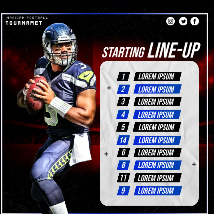 American Football Player Profile Template PosterMyWall