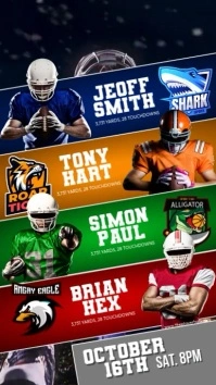 American Football Player Stats Template Instagram Reel