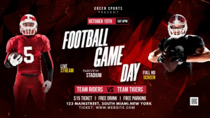 Sort Football Game Day Digital na Display Template