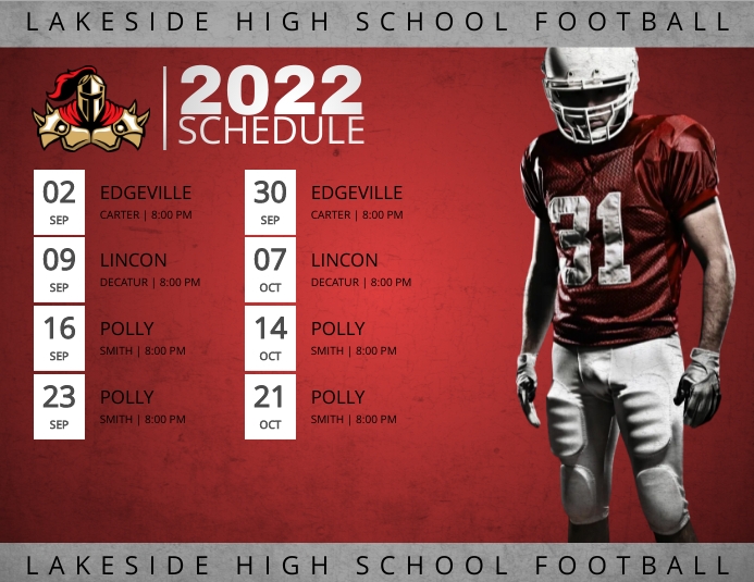 American Football Schedule Flyer poster Template | PosterMyWall