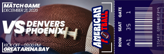 American Football Ticket Design Templates 横幅 2' × 6'
