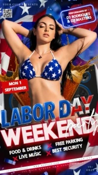 American labor day club party event design template เรื่องราวบน Instagram