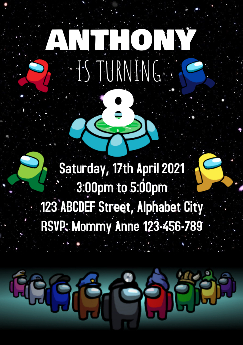 Among Us Birthday Invitation 2 Template | PosterMyWall