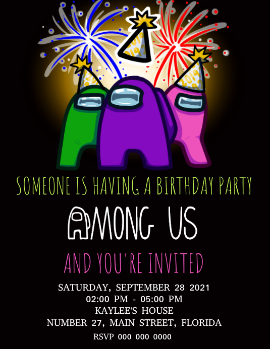 Copy of AMONG US Birthday Party Invitation Template PosterMyWall