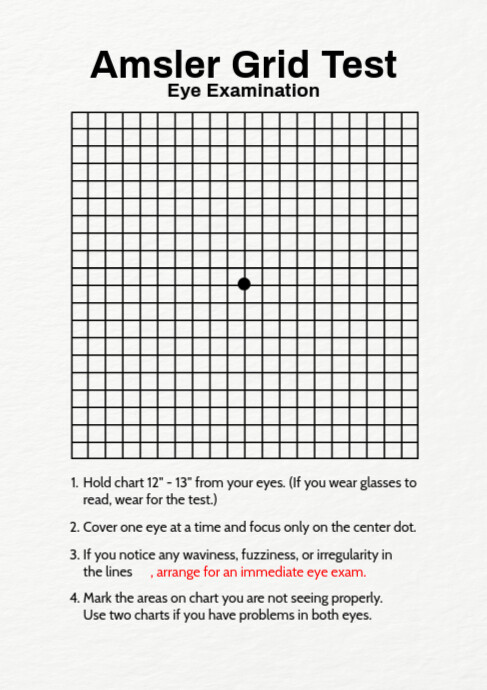 amsler grid eye test sheet template postermywall