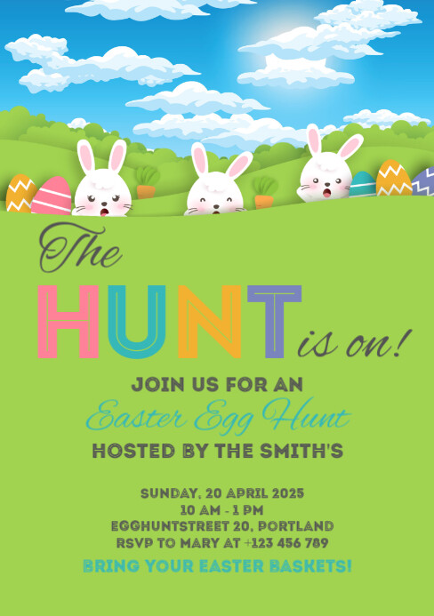 An easter egg hunt invitation A5 template