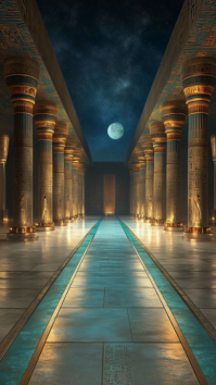 Ancient Egyptian temple moonlight Instagram Story template