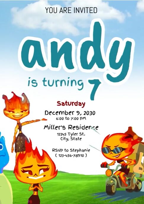 Andy is Turning 7 A4 template