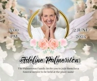 Angel wing Funeral Announcement Video Post Medium na Rektangle template