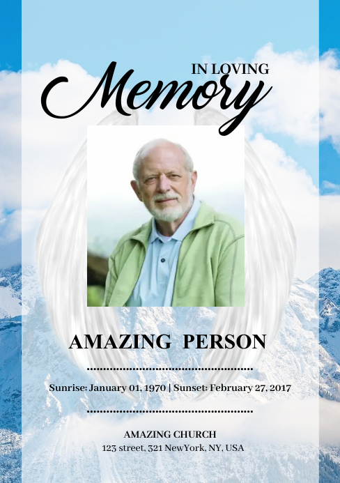 Angel Wing Funeral Program Template | PosterMyWall
