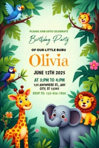 animal birthday party invite Illustration Pinterest template