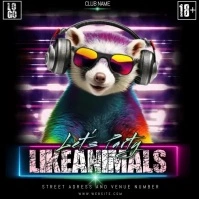 animal party night design template Publicação no Instagram