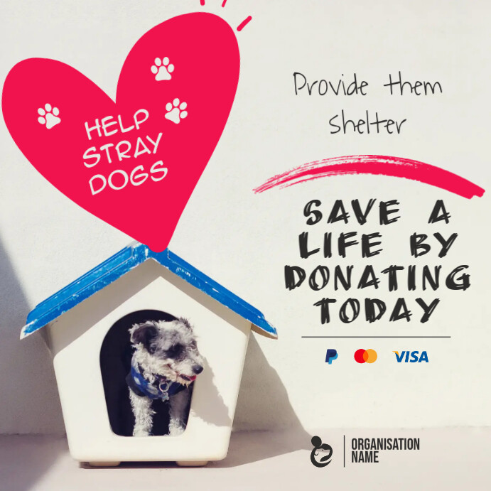 Animal Shelter Support Fundraising Instagram Post Template PosterMyWall