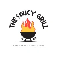 Animated BBQ Restaurant Logo – The Saucy Grill - Flame & Grill Cartoon Design template