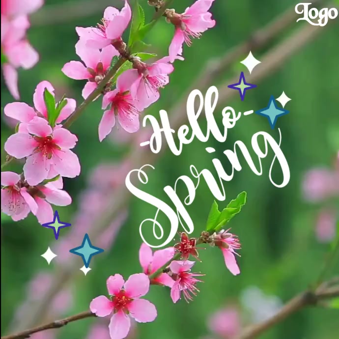 Animated Blossom Flowers Hello Spring post Template | PosterMyWall