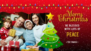红色 Christmas Family Greeting Card Facebook-covervideo Template