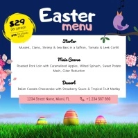 Blue Animated Easter Menu Template Cuadrado (1:1)