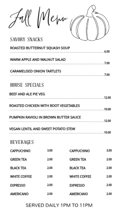 Animated Fall Autumn Menu Digital Display (9:16) template