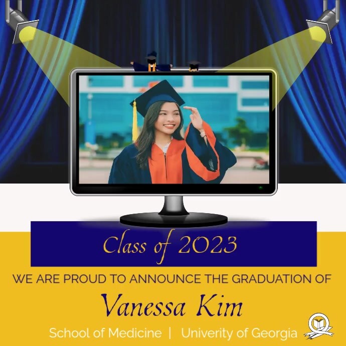 animated graduation invite, party, college, prom Persegi (1:1) template