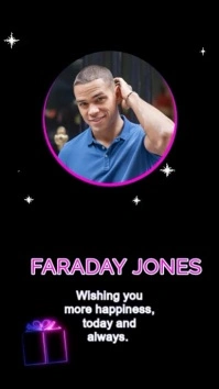 Animated Neon birthday card Digital Display (9:16) template