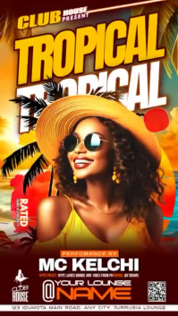 Vermelho Tropical Party Indaba yaku-Instagram Template