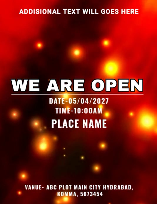 Animated Red Open Event Announcement Flyer Video เทมเพลต | PosterMyWall