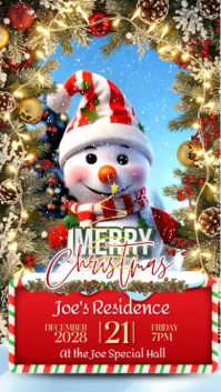 Animated Snowman Christmas Invite Instagram Reel template