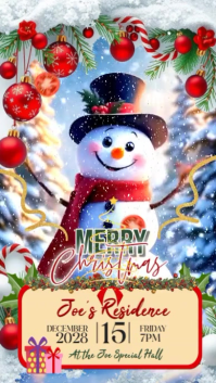 Animated Snowman Holiday Invite Reel Instagram Story template
