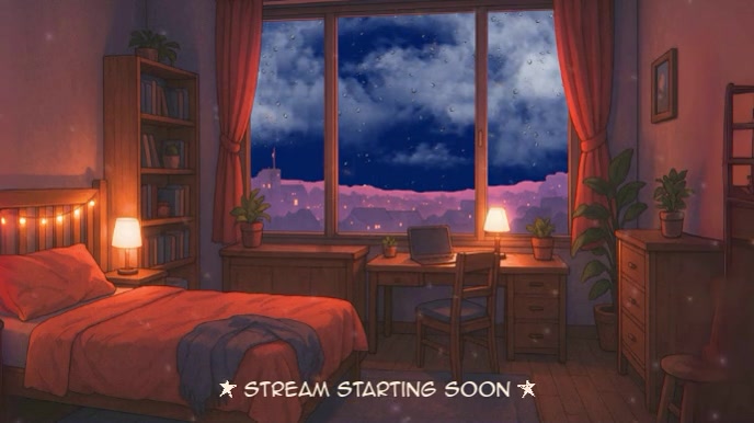 Animated VTuber Background - Cosy Bedroom On a Rainy Night - Twitch ...