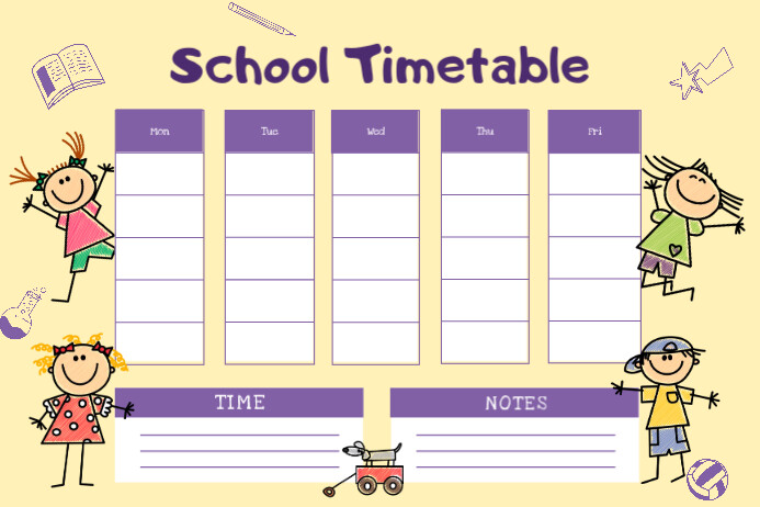 Animated Yellow School Timetable Poster Template | PosterMyWall