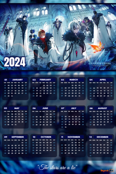 Anime Calendar 2024 Affiche template