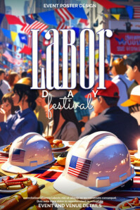 Anime Labor Day Festival Poster Template with Urban Celebration Vibes