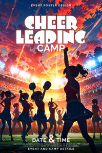 Anime-Style Cheerleading Camp Poster Template with Vibrant Urban Park Energy Affiche