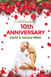 White Wedding Anniversary Celebration โปสเตอร์ Template