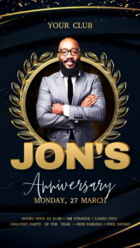 黑色 Club Anniversary Party Digitalt display Template