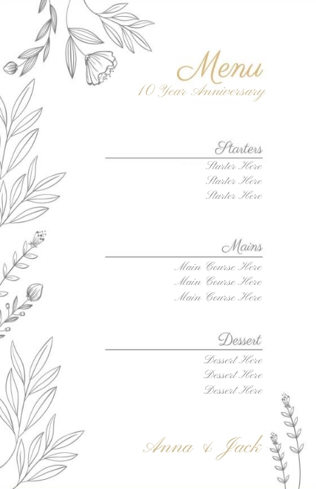 Anniversary Event Menu Template PosterMyWall