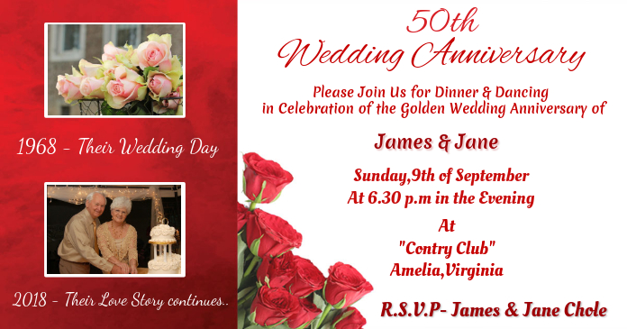 Anniversary Invitation Card Template Postermywall