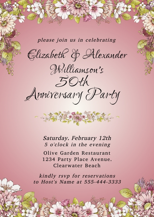 Anniversary Party Invitation Template PosterMyWall Anniversary Party Invitation Template PosterMyWall