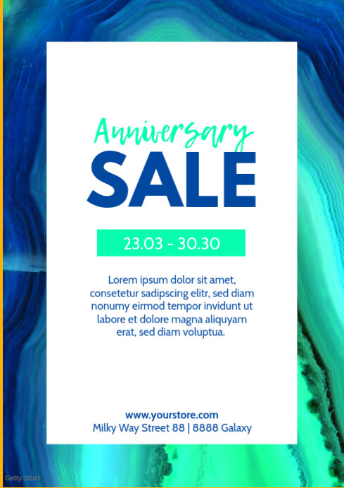 Anniversary Sale Poster Creative Stone Blue Template | PosterMyWall