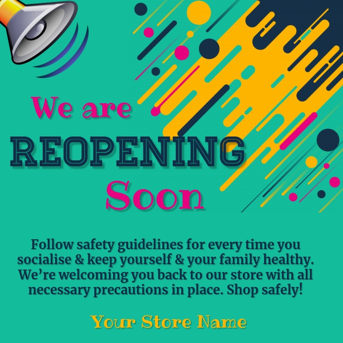 Announcement, business, retail,reopening Instagram Post template