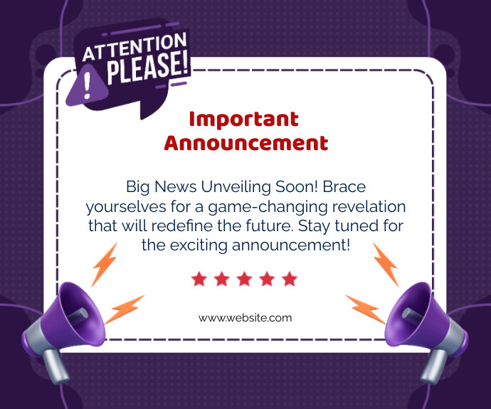Announcement and reminder notification templa Template | PosterMyWall